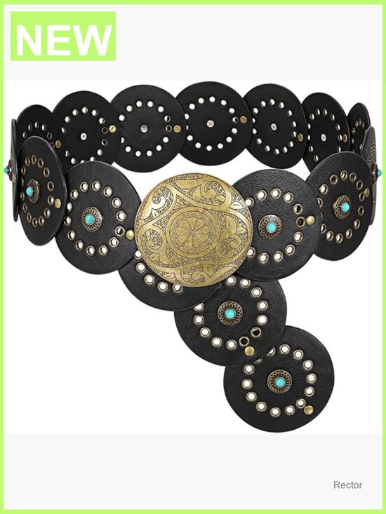 Western PU Leather Belt with Concho Buckle for Women main image 4